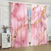 2pcs- Pink Marble-style Patterned Printed Curtains   Window Decorations   Home Decorations   Room Decorations