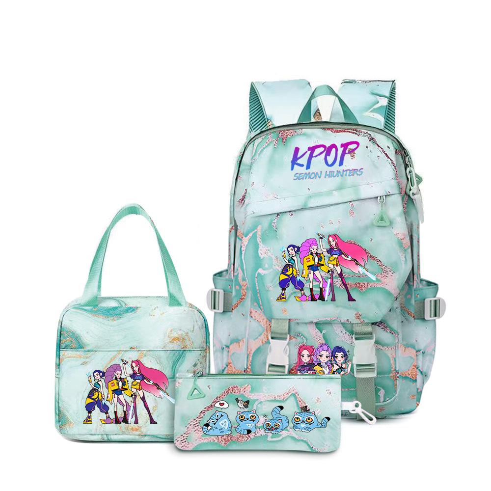 School Season Printed Student Schoolbag Backpack Shoulder Pencil Bag Three-Piece Set