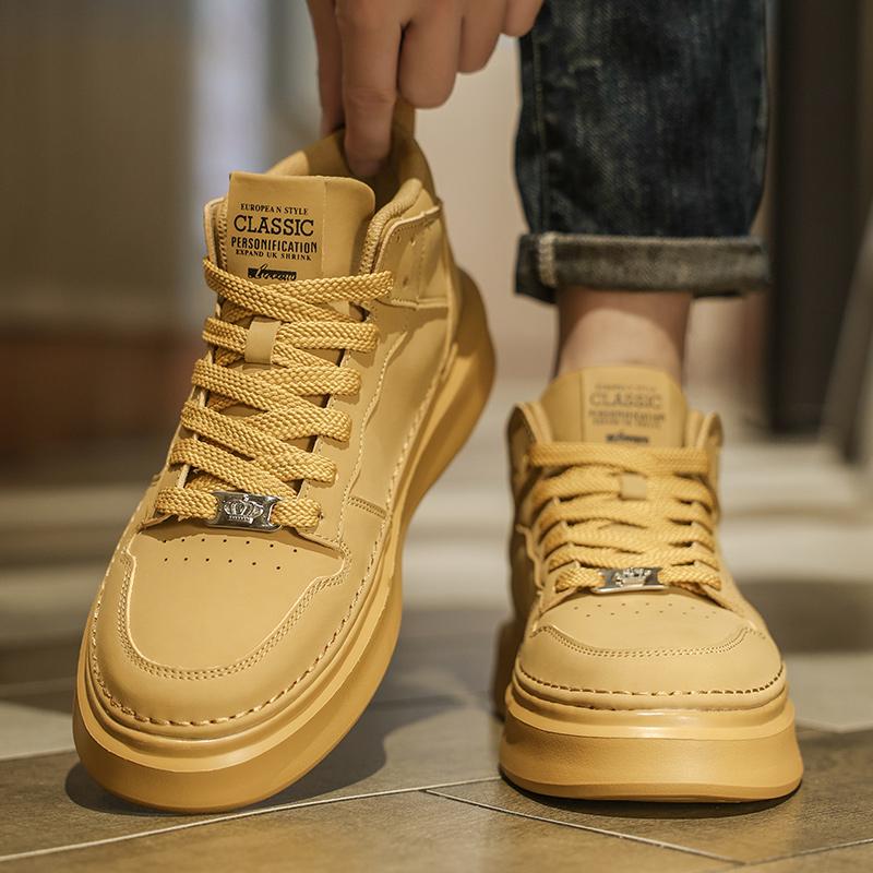 Feeling New Autumn and Winter High-top Inner Height Increase Sports and Leisure Small White Board Shoes
