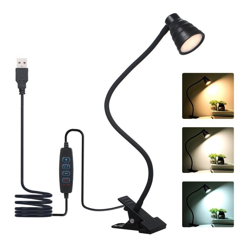 1Pc LEDs Table Desk Lamp Reading Beside Light Clamp  Lighting Fixture USB Powered
