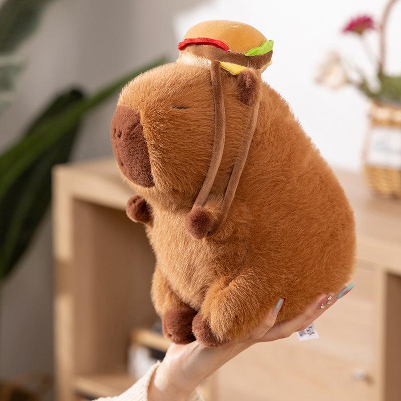 Cute Kapibala Hamburger Backpack Capybara Doll Plush Toy Guinea Pig Doll Children's Pillow Girl