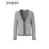 Ports Women's Striped Knit V-Neck Cardigan