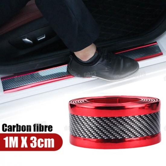 Car Door Sill Scuff Cover Plate Protector Decal Sticker Carbon Fiber Accessories