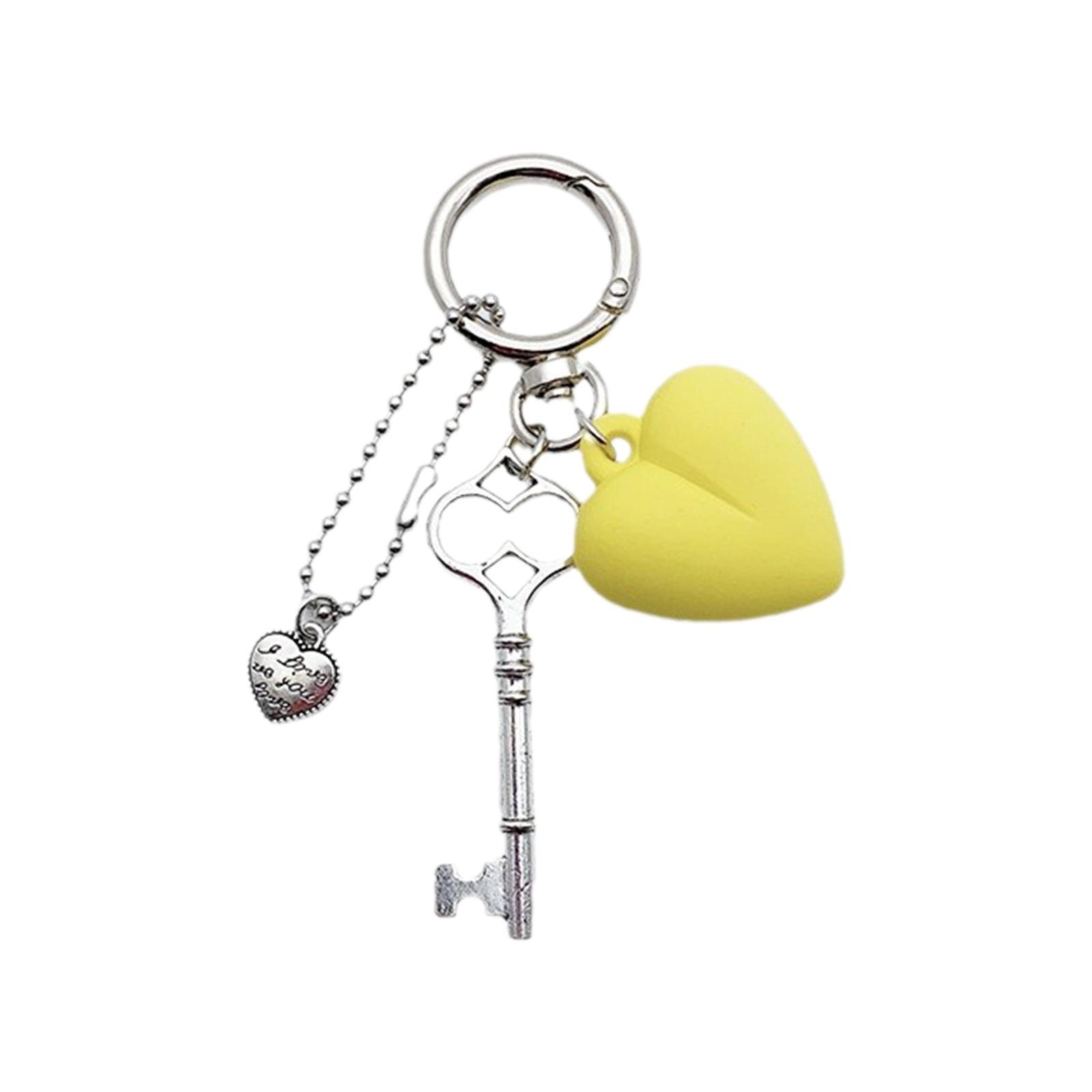 

Красочный брелок в форме сердца Модный и привлекающий внимание акриловый кулон для сумки Брелок для ключей Декоративный аксессуар для ключей жёлтый