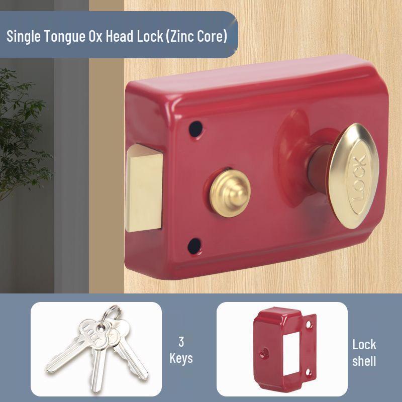 Bull Head 708 Surface Mounted Double Bolt Door Lock for Wood & Iron Doors, Single Bolt, Old-Fashioned Style.