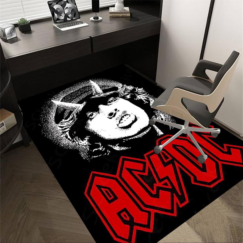 1pc ACDC Home Office, Durable Polyester Floor Mat with Easy, Office Decor, Urban Style, Nonslip Backing