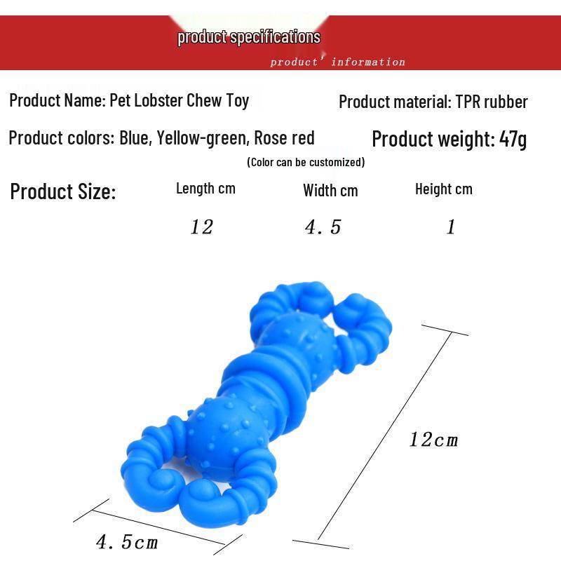 Durable Rubber Lobster Chew Stick: Bite & Wear-Resistant Toy for Cats & Small Dogs зелёный