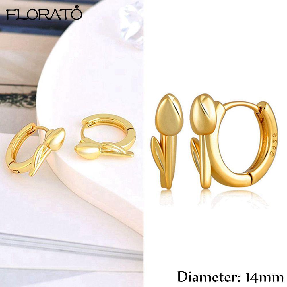 925 Silver Ear Needle Simple 10/15/25mm Hoop Earrings for Women Round Dangle Gold Earrings Fashion Korean Jewelry