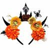 Dark Series Flower Hairband with Skull Decors For Women Girl Halloween Costume Party Role Playing Accessory Headpiece