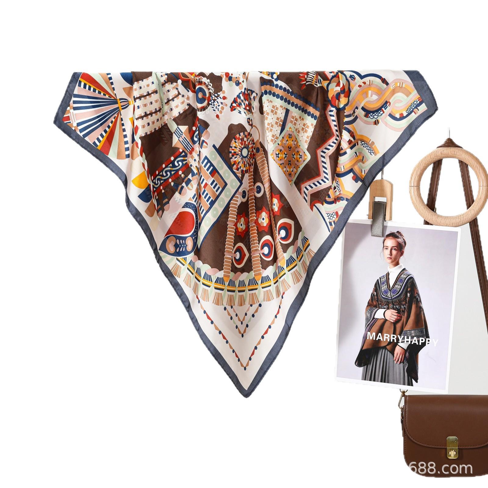 

Classic Women s Silk Scarf: Versatile, Elegant, and Photo-Ready for Outdoor Use Geometric World Orange