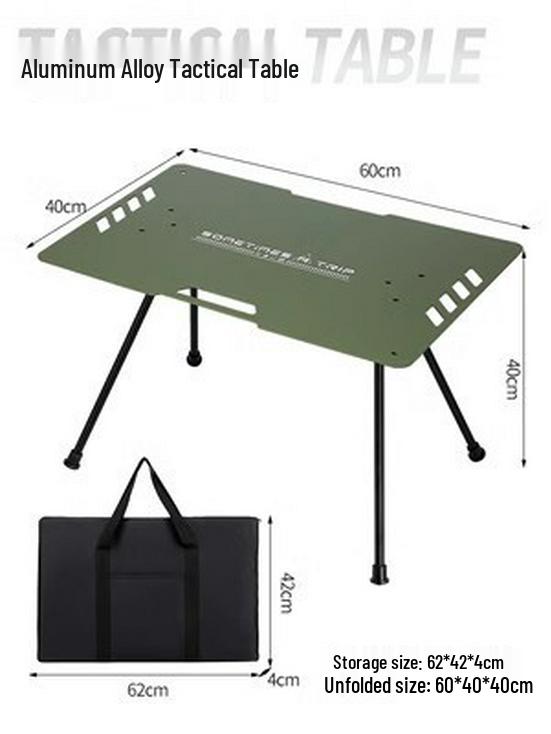 Lightweight Aluminum Folding Camping Table with Portable Storage - Blackened Style