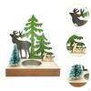 Christmas Reindeer and Trees Candle Holder Candlestick Rustic 10.3x6.8x12cm Wooden Structure