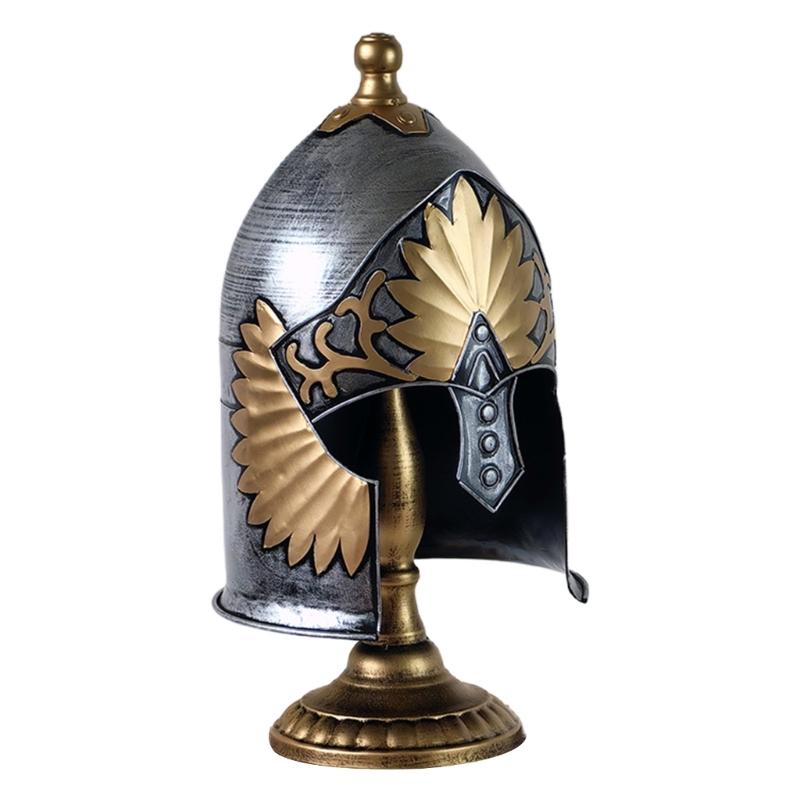 

Ancient Greek Medieval Styles Helmets Sculpture with Base Historical Display Headpiece Ornament Home Office Desk Art 1