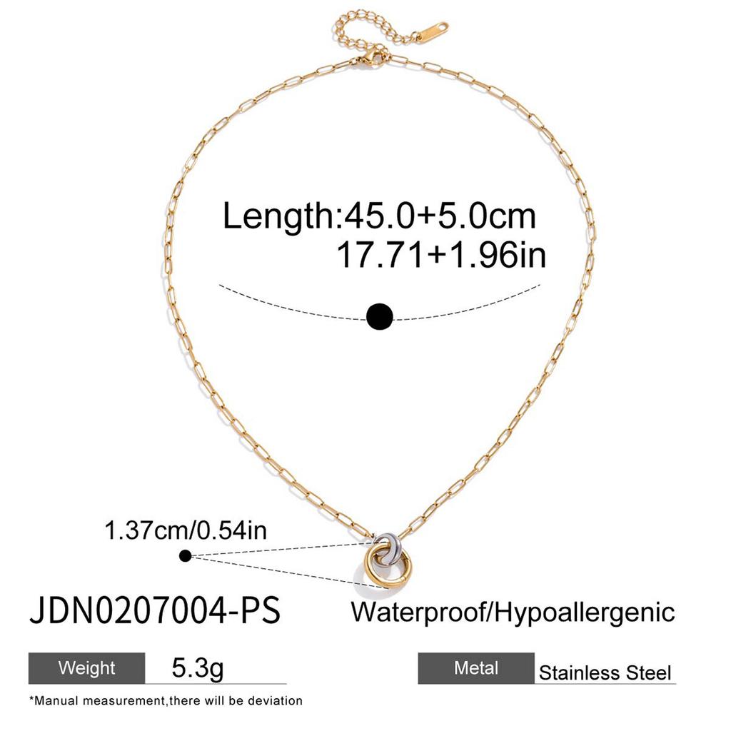 Gold and silver color matching 18K gold love double ring DIY ring buckle pendant necklace