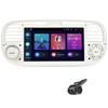 Fiat 500 Car Radio and Wireless Carplay Android Auto Support iOS and Android Mirror Link and Android Steering Wheel Bluetooth Car Stereo and FM