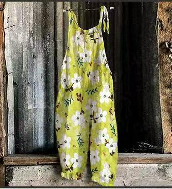 2025 Summer Retro Print Wide-Leg Women's Jumpsuit