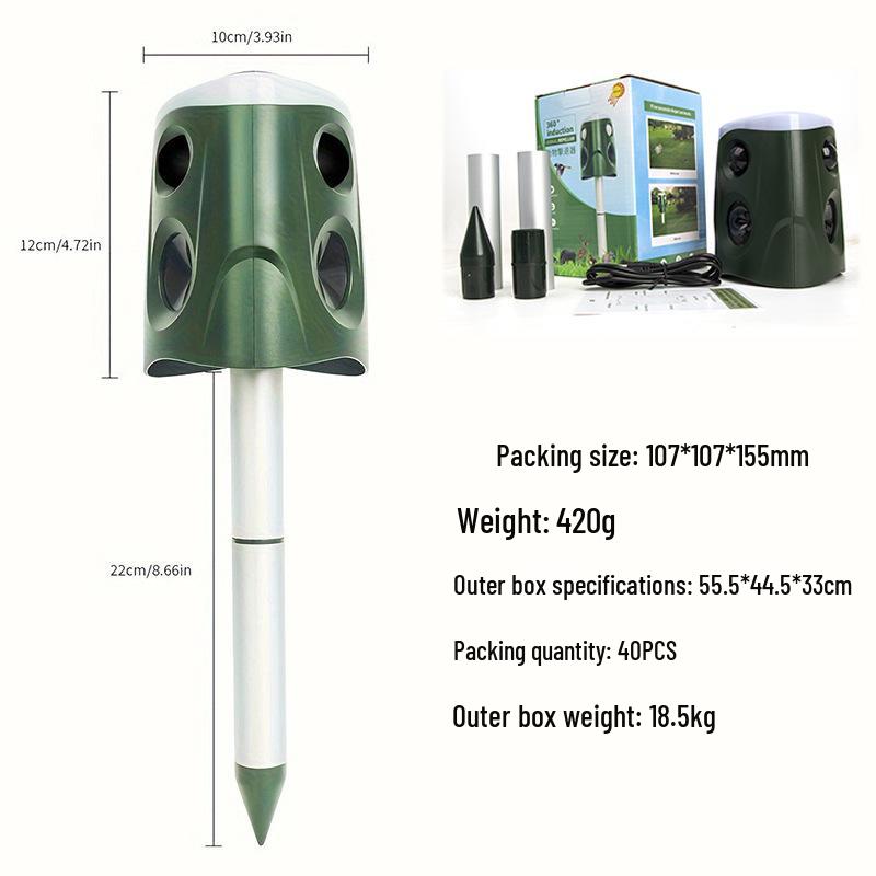 Waterproof 360° Infrared Animal Repellent and Outdoor Alarm for Birds and Rodents