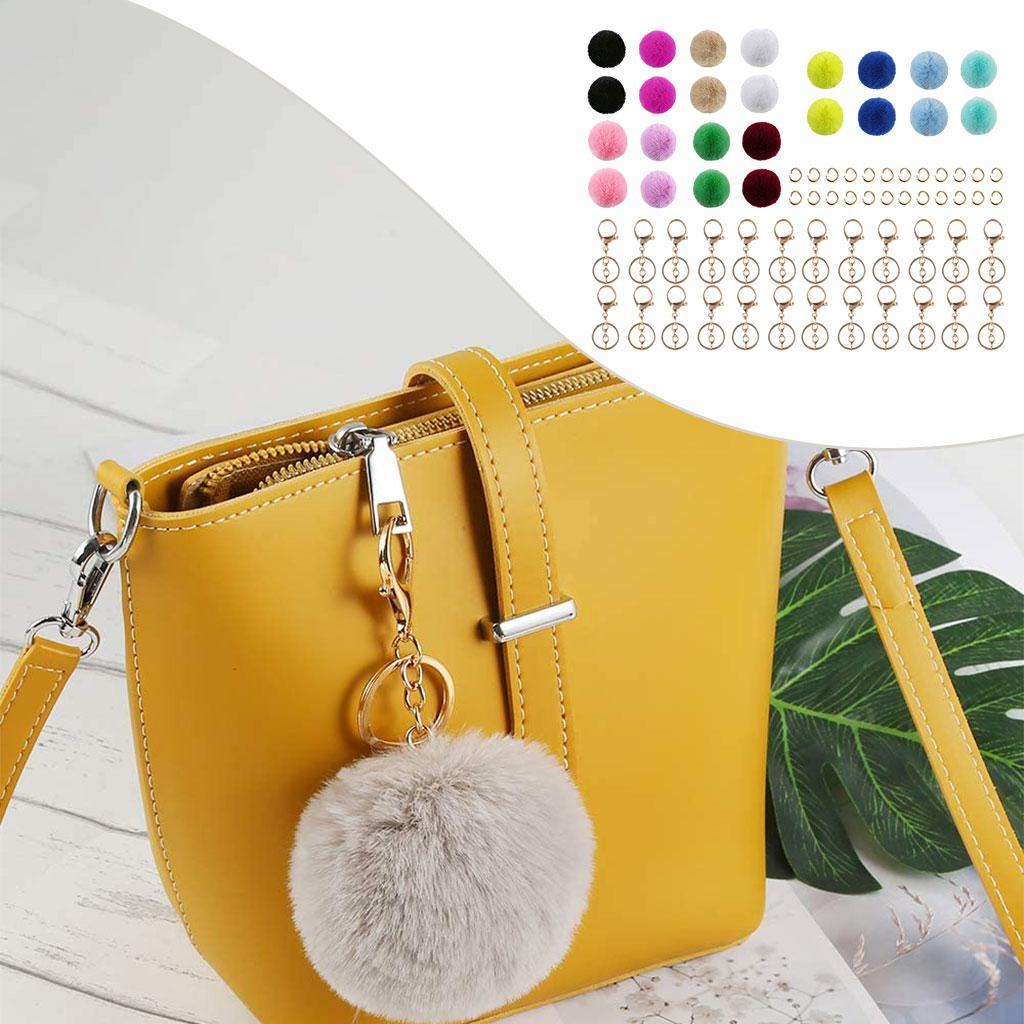 72 Pieces Keychain Kit Key Ring DIY Holder 6cm for Handbag Hats Girls