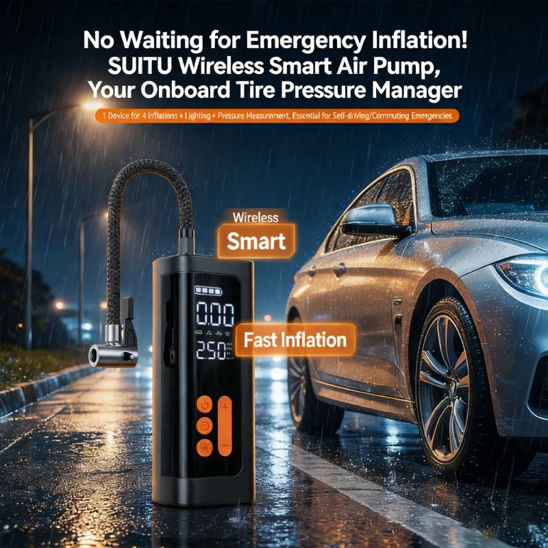 Cordless Tire Inflator With Digital Display 150PSI Rechargeable Battery For Cars Motorcycles Balls Swimming Pool Toys