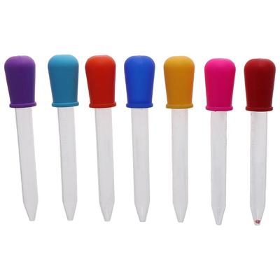 8Pcs Clear 5ml Straw Dropper 8 Colors Transfer Eyedropper Silicone Plastic Pipettes Oil Science