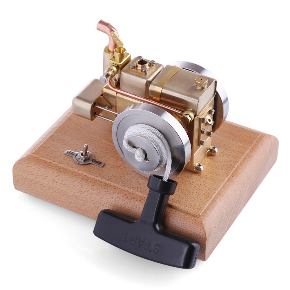 1.6Cc Water Cooled Miniature Retro IC Engine Brass Single Cylinder Four Stroke Internal Combustion Desktop Ornament Engine Model