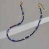 Women's Minimalist Natural Stone Handmade Beaded Necklace, French Luxury Style Simple Blue Crystal Beaded Necklace