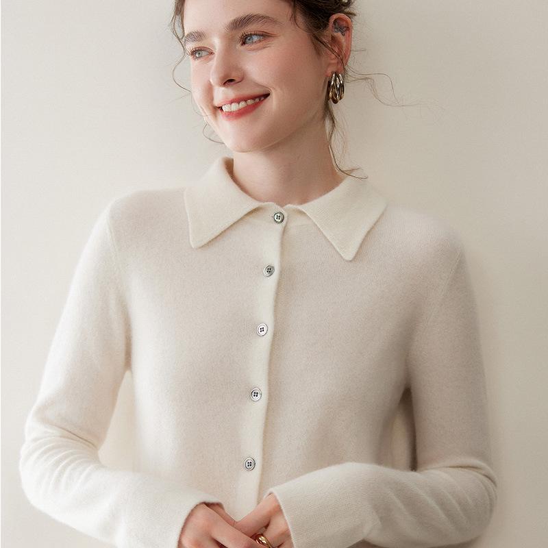 Women's Pure Cashmere Lapel Cardigan - Autumn/Winter Fashion, Comfortable, Elegant Outerwear Sweater.