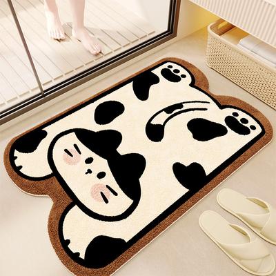 Cute Plush Dog Bathroom Entrance Floor Mat Absorbent Bathroom Bedside Imitation Cashmere Carpet Home Decoration