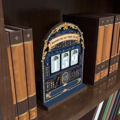 Contador de Livros Lidos Este Ano de Madeira Rastreador de Desafio de Meta de Leitura com Placas de Números Decoração de Estante Presente para Amantes de Livros Bookworm