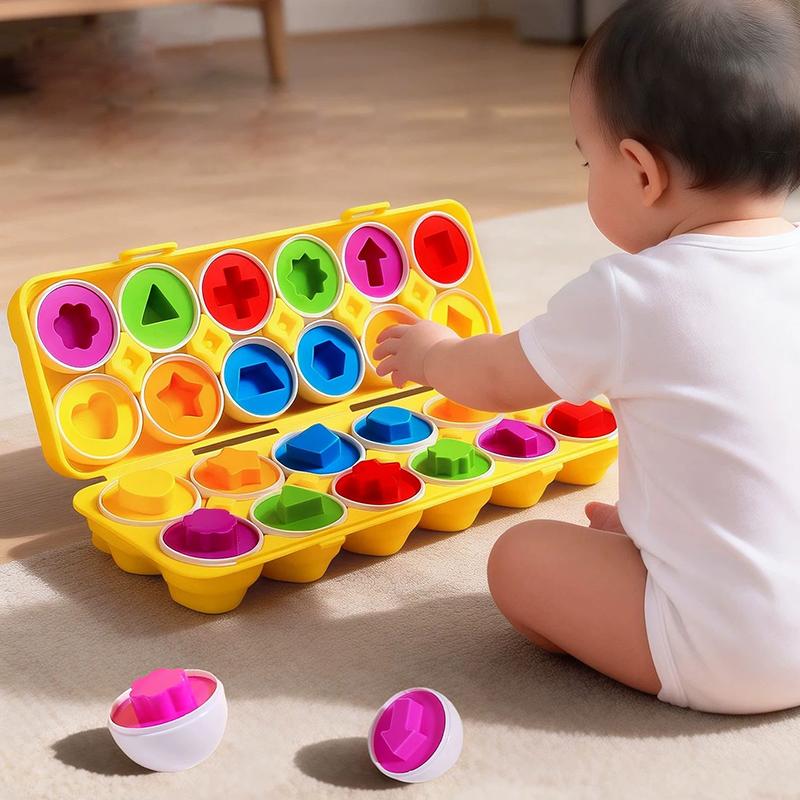Montessori Matching Eggs Toy Shape & Color Sorting Puzzle, Educational Smart Eggs for Toddlers 1-3Y Baby Fine Motor Skills Toys