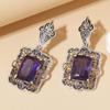Palace Pattern Retro Women's Charm Purple Zircon Pendant Earrings Elegant Fashion Banquet Party Zircon Holiday Gift