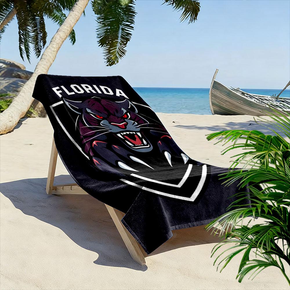 Florida Panther Emblem Design Patterned Beach Towel Quick Dry Perfect for Travel Outdoor Sports Jogging the Beach and Swimming