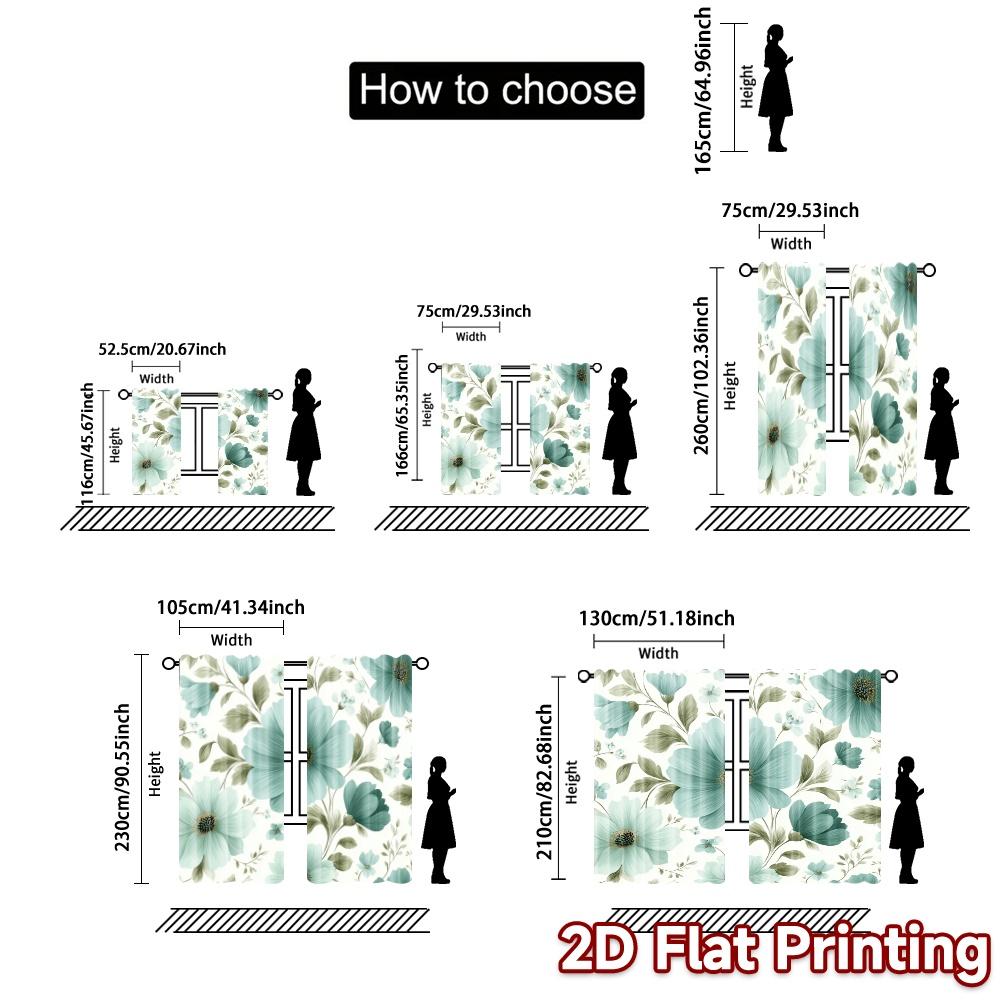 2D FLAT PRINTING 2pcs Curtains (Without Rod) Floral Elegance Design (7) Saint Patrick is Day Festival Chic Print Curtains