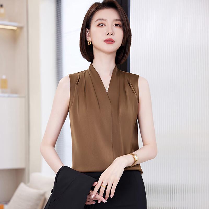 Women's Elegant V-neck Sleeveless Chiffon Blouse