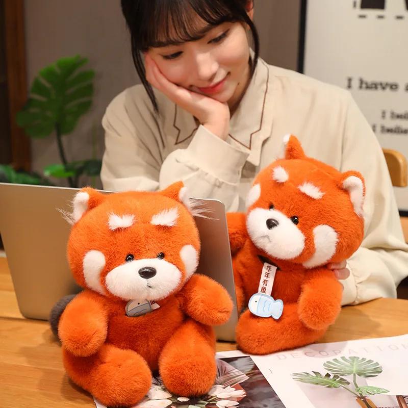 Cute Cute Raccoon Doll Red Panda Doll Sleeping Pillow Plush Toy Doll Soft Cute Brown Bear Holiday Gift for Boys and Girls