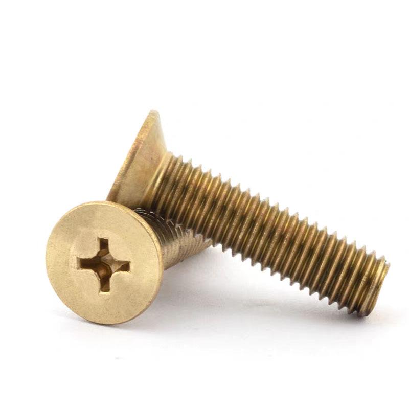 Vis à tête fraisée Phillips plate en laiton H62, Boulon de machine, M2M3-M8.