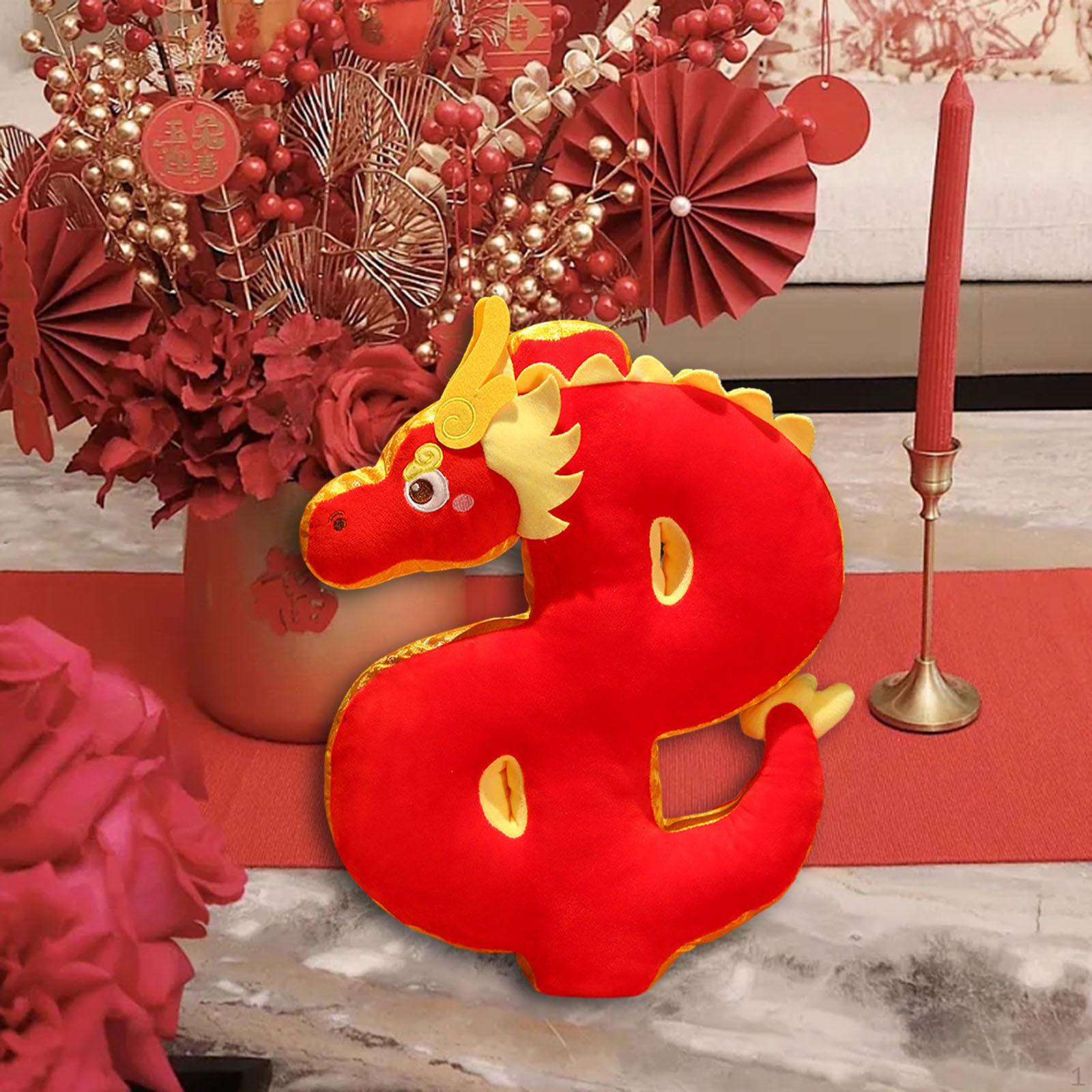 

Chinese Dragon Toy Doll Desk Ornament Cute Sleeping Pillow for Spring 35cm