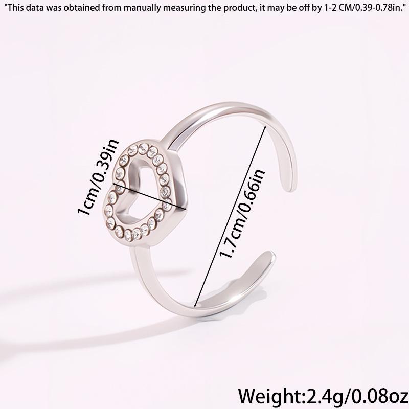 High-End Titanium Steel Heart Ring - Women's Fashion, Non-Fading, Adjustable Design for Couples.