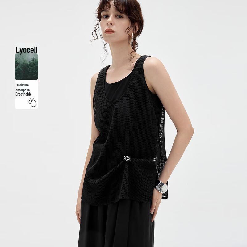 ELLE Women s Textured Faux Two-Piece Camisole Top S