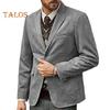 Casual Suit Coat Lapel Long Sleeve Two-Button Regular Fit Suit Jacket with Flap Pockets Short Plush Business Outerwear