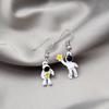 Fashion Asymmetry Astronaut Star-Picking Earrings Creative Temperament Design Sense Earrings Female
