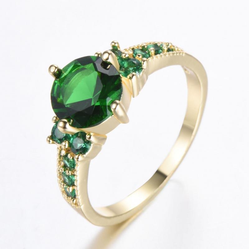 Blue Crystal Round Stone Engagement Rings for Women Vintage Gold Color Wedding Bands Birthstone Jewelry Mother's Day Gifts