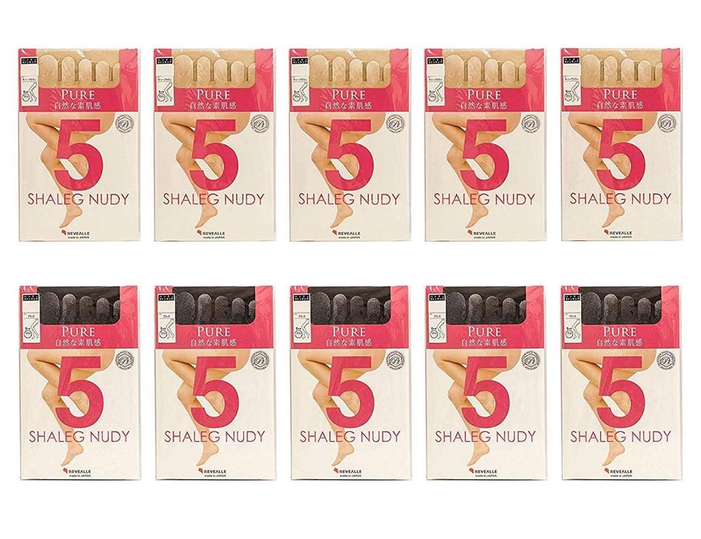 Set Revual Panty Stockings PURE Zokki Support Type Pantyhose Made in Japan Bulk Purchase Beautiful Legs [Mochihada] 10-Pair 5-Toe Women's (JP,