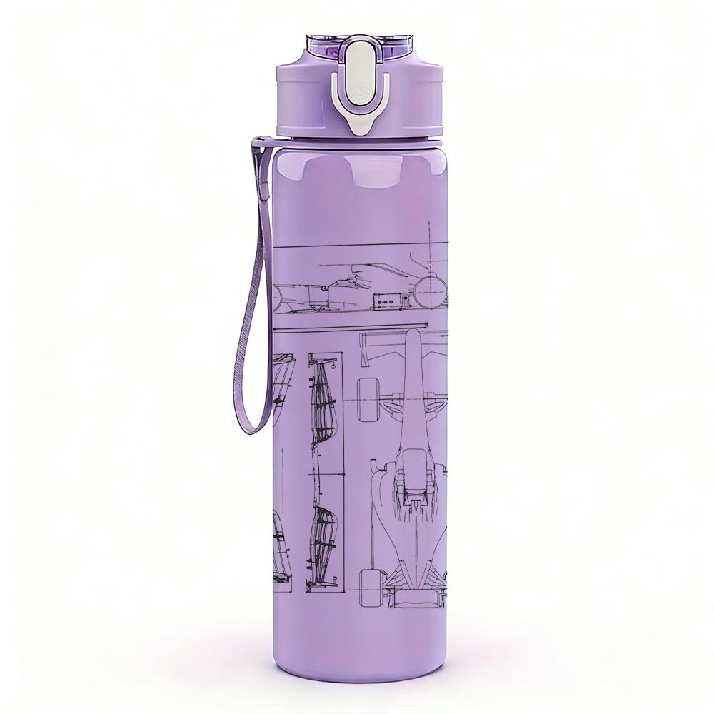 1PC Dark Metal Band Rectangular Album Print 750ml Colorful Plastic Sports Water Bottle Leakproof Pop Lid with Straw for Outdoor Office Home Use