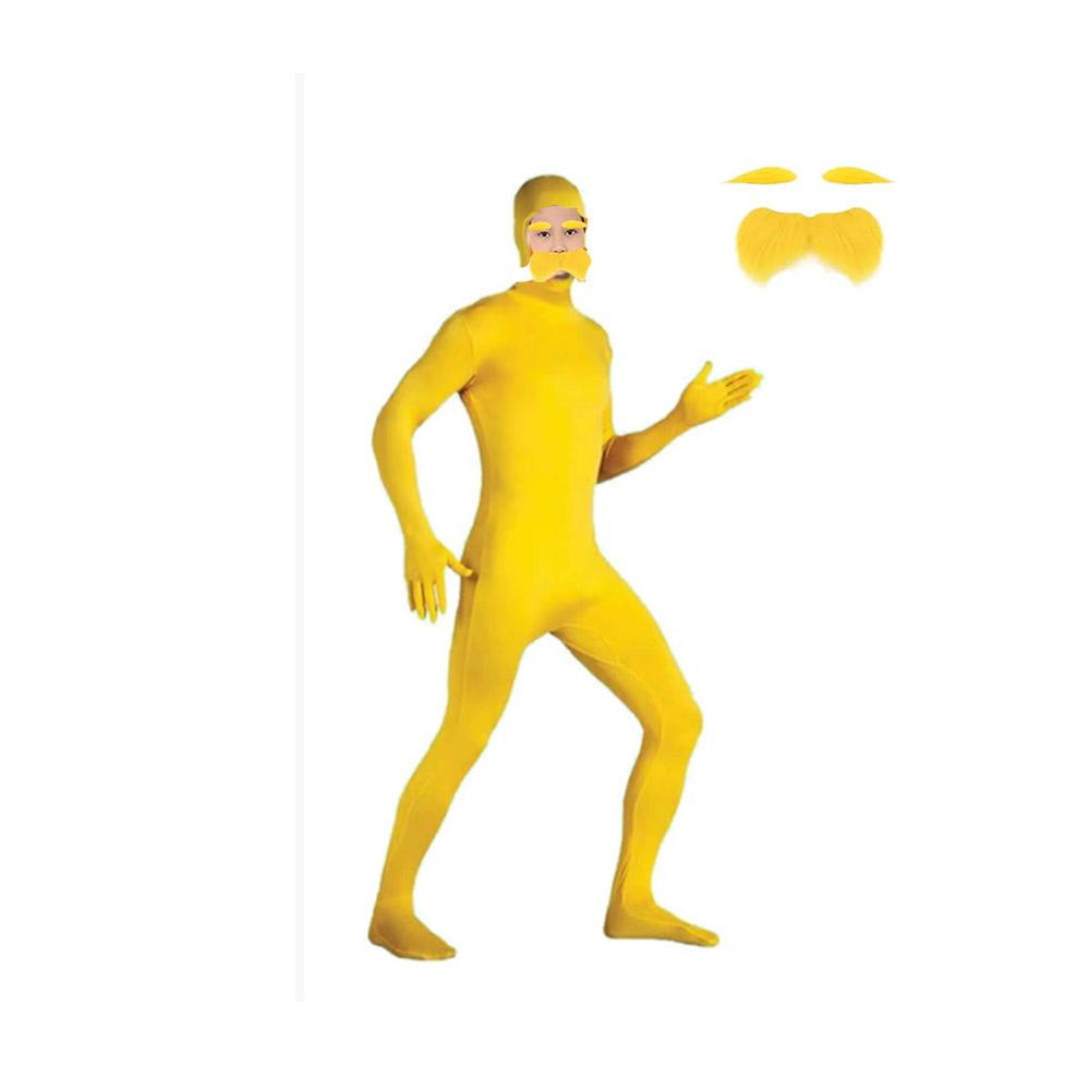 Orange Jumpsuit Costume Yellow Purple Costume Yellow Mustache and Eyebrow for Kid and Adult Halloween Party
