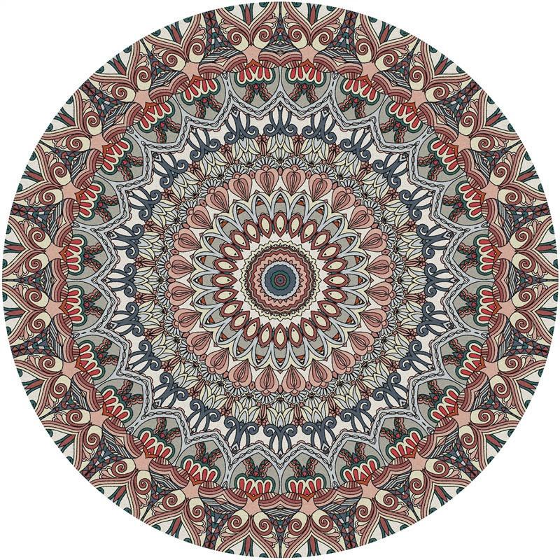 Crystal Round Boho Living Room Carpet Ethnic Style Full Cover Bedroom Study Floor Mat Home Rocking Chair Non-slip Carpet