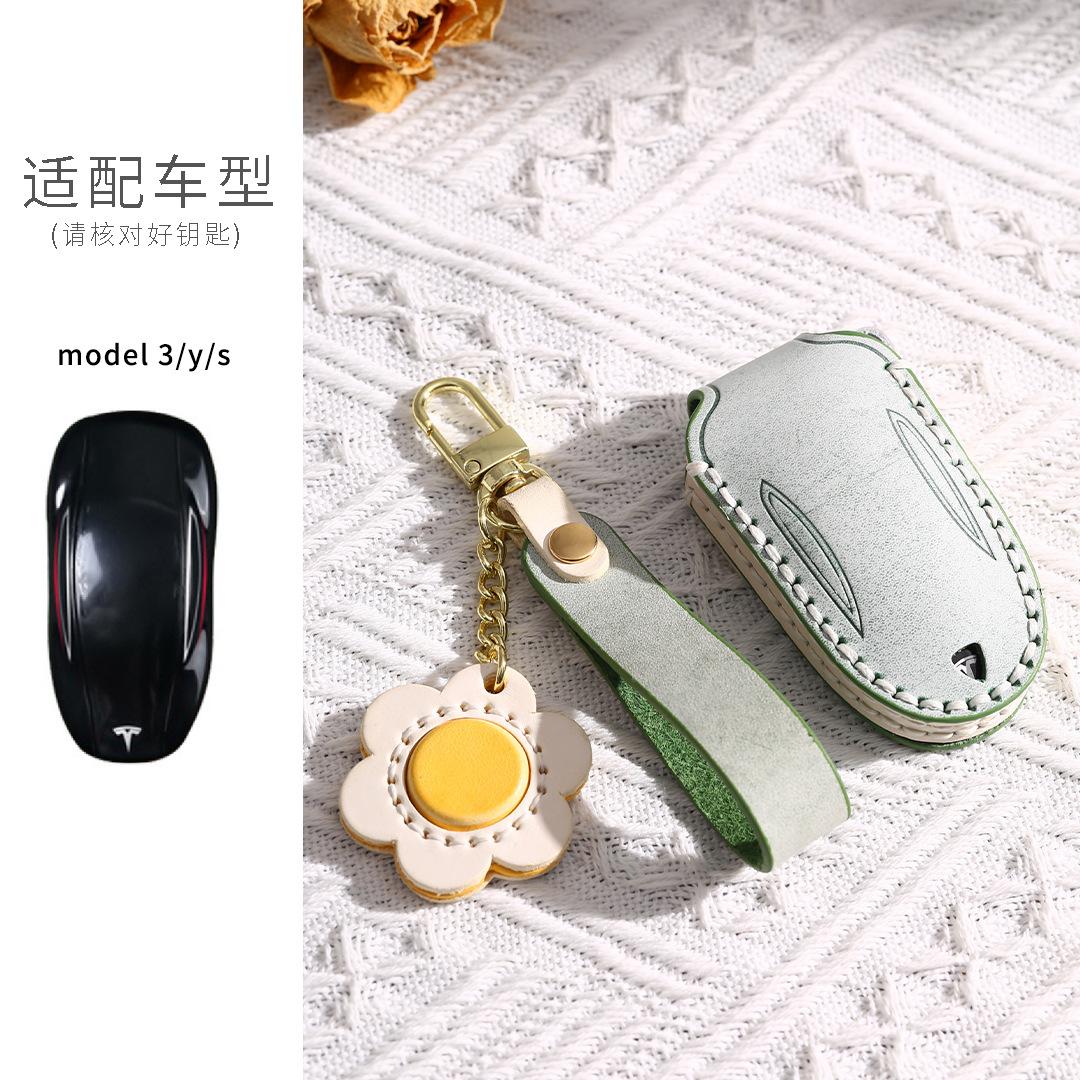 Suitable For Tesla Mode13Made1Y S Key Case Female Leather Case Buckle