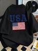 USA Flag Patriotic Print Tshirt Double Sided American Flag USA Letter Graphic Short Sleeve Tops Unisex 4th Of July Casual Tee