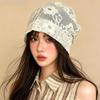 Retro Embroidered Crochet Flower Lace Hat Spicy Girl Thin Hollow Out Beanies Korean Style Breathable Weave Knitted Cap Outdoor
