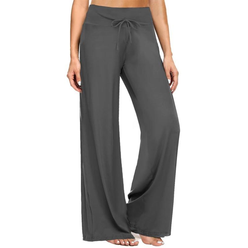 Skinny High-waisted Fitness Wide-leg Pants Zero-feeling Waist Drawstring Wide-leg Pants Fitness Sports Casual Trousers Women